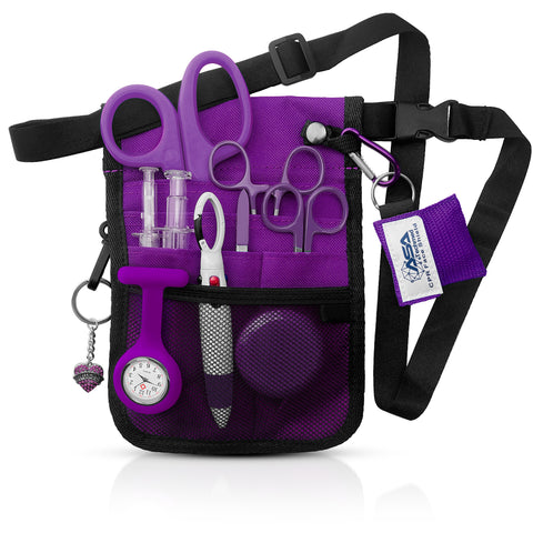 Infirmière Fanny Pack Portable Réglable Organisateur de Soins Infirmiers  Pochette D'infirmière Sac de Taille pour Outil Quick Pick Care Kit violet