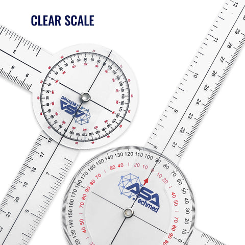 360° 12/8/6 Inch Medical Spinal Goniometer Angle Protractor Angle Rulers - 3 - Piece Set - ASA TECHMED