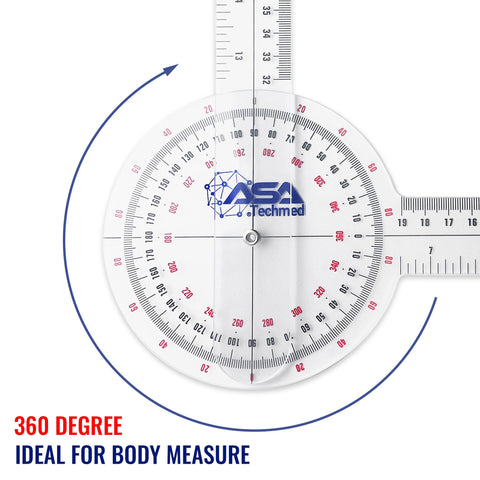 360° 12/8/6 Inch Medical Spinal Goniometer Angle Protractor Angle Rulers - 3 - Piece Set - ASA TECHMED