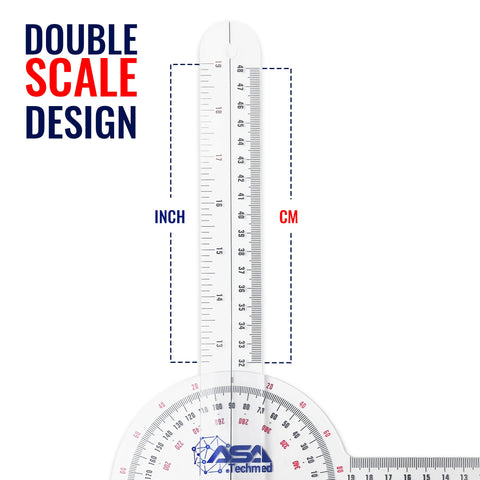 360° 12/8/6 Inch Medical Spinal Goniometer Angle Protractor Angle Rulers - 3 - Piece Set - ASA TECHMED