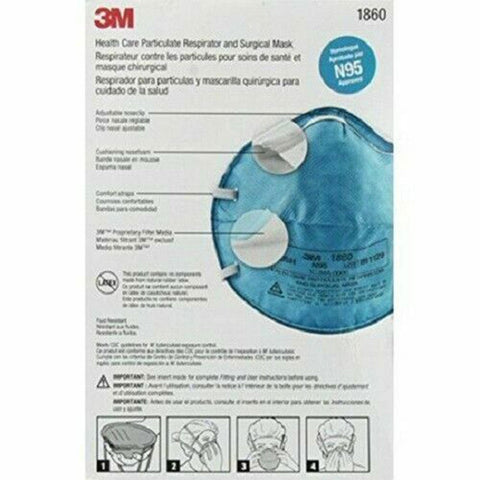 3M™ N95 1860 Health Care Particulate Respirator Surgical Mask BOX of 20 MASKS - ASA TECHMED