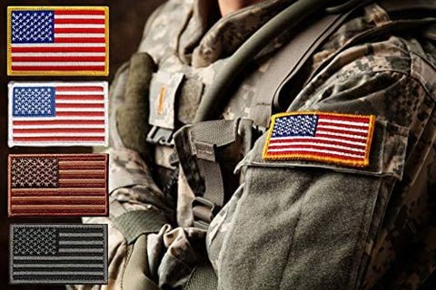 4 Pack US USA Flag Embroidered Patch Red Military Iron On Sew On Tactical Morale Patch for Hats Backpacks Caps Jackets + More - ASA TECHMED