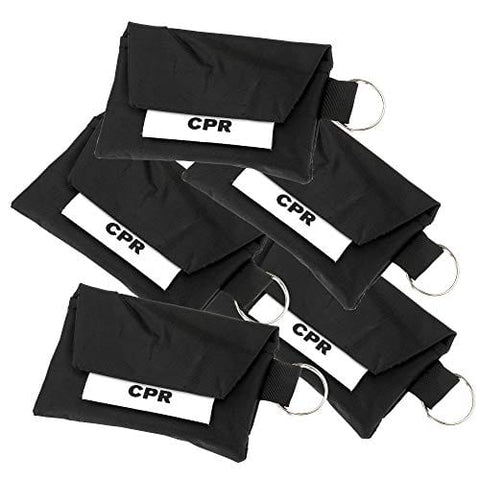 5 Pack CPR Face Mask Key Chain Kit with Gloves | One Way Valve Face Shield Mask First Aid Kit by AsaTechmed || for Travel, Home, Office, Boat, Car, EMS, Firefighters, Nurses, First Responders - ASA TECHMED