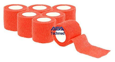 6 - Pack, 2 x 5 Yards, Self - Adherent Cohesive Tape, Strong Sports Tape for Wrist, Ankle Sprains & Swelling, Self - Adhesive Bandage Rolls - ASA TECHMED