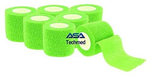 6 - Pack, 2” x 5 Yards, Self - Adherent Cohesive Tape, Strong Sports Tape for Wrist, Ankle Sprains & Swelling, Self - Adhesive Bandage Rolls - ASA TECHMED