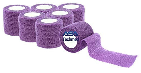 6 - Pack, 2” x 5 Yards, Self - Adherent Cohesive Tape, Strong Sports Tape for Wrist, Ankle Sprains & Swelling, Self - Adhesive Bandage Rolls - ASA TECHMED