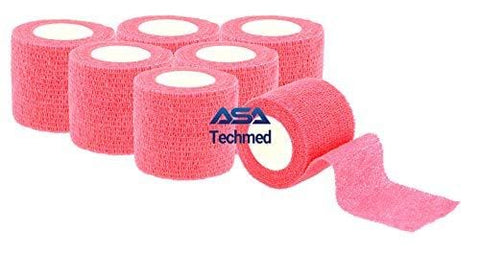 6 - Pack, 2 x 5 Yards, Self - Adherent Cohesive Tape, Strong Sports Tape for Wrist, Ankle Sprains & Swelling, Self - Adhesive Bandage Rolls - ASA TECHMED