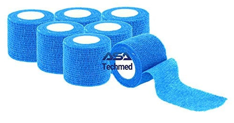 6 - Pack, 2” x 5 Yards, Self - Adherent Cohesive Tape, Strong Sports Tape for Wrist, Ankle Sprains & Swelling, Self - Adhesive Bandage Rolls - ASA TECHMED