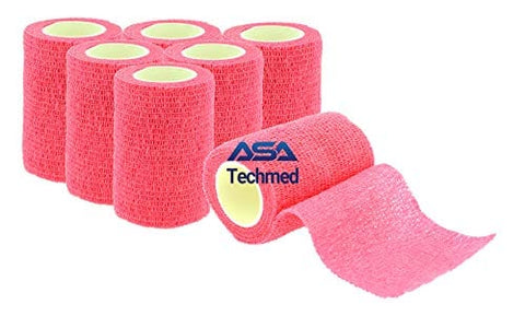 6 - Pack, 3” x 5 Yards, Self - Adherent Cohesive Tape, Strong Sports Tape for Wrist, Ankle Sprains & Swelling, Self - Adhesive Bandage Rolls - ASA TECHMED