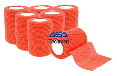 6 - Pack, 3” x 5 Yards, Self - Adherent Cohesive Tape, Strong Sports Tape for Wrist, Ankle Sprains & Swelling, Self - Adhesive Bandage Rolls - ASA TECHMED