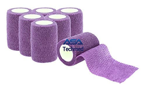 6 - Pack, 3” x 5 Yards, Self - Adherent Cohesive Tape, Strong Sports Tape for Wrist, Ankle Sprains & Swelling, Self - Adhesive Bandage Rolls - ASA TECHMED