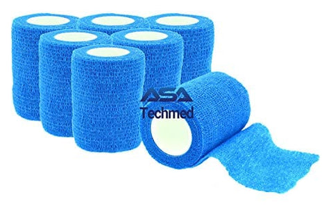 6 - Pack, 3” x 5 Yards, Self - Adherent Cohesive Tape, Strong Sports Tape for Wrist, Ankle Sprains & Swelling, Self - Adhesive Bandage Rolls - ASA TECHMED