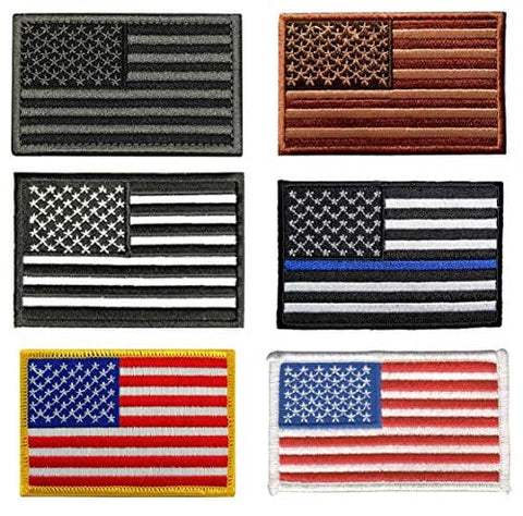 6 Pc Assorted USA Tactical American Flag Patch 100% Embroidered Thin Blue Line United States Military Morale Patches Set for Molle, Hats, Backpacks,Tactical Vest, Uniforms - ASA TECHMED