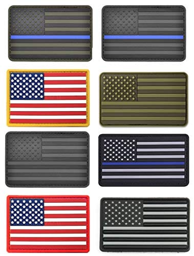 8 Pc Assorted USA Tactical American Flag Patch Thin Blue Line United States Military Morale Patches Set for Molle, Hats, Backpacks,Tactical Vest, Uniforms - ASA TECHMED