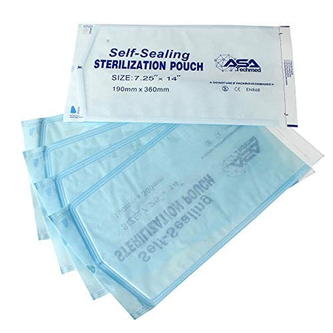 800 Count Self Sealing Autoclave Pouch - 3 Boxes - Paper Blue Film for Cleaning Tools, Tattoo Shops, Dental Offices Choose Your Size by AsaTechmed - ASA TECHMED