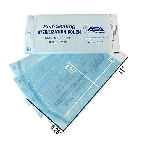 800 Count Self Sealing Autoclave Pouch - 3 Boxes - Paper Blue Film for Cleaning Tools, Tattoo Shops, Dental Offices Choose Your Size by AsaTechmed - ASA TECHMED