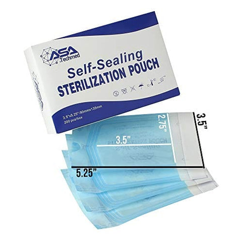 800 Count Self Sealing Autoclave Pouch - 3 Boxes - Paper Blue Film for Cleaning Tools, Tattoo Shops, Dental Offices Choose Your Size by AsaTechmed - ASA TECHMED