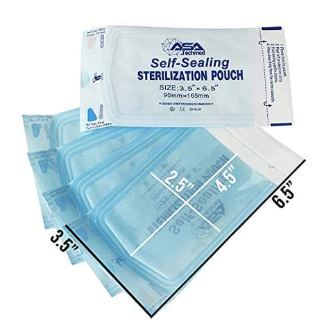 800 Count Self Sealing Autoclave Pouch - 3 Boxes - Paper Blue Film for Cleaning Tools, Tattoo Shops, Dental Offices Choose Your Size by AsaTechmed - ASA TECHMED