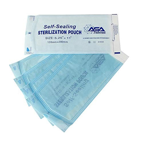 800 Count Self Sealing Autoclave Pouch - 3 Boxes - Paper Blue Film for Cleaning Tools, Tattoo Shops, Dental Offices Choose Your Size by AsaTechmed - ASA TECHMED