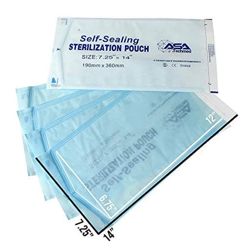 800 Count Self Sealing Autoclave Pouch - 3 Boxes - Paper Blue Film for Cleaning Tools, Tattoo Shops, Dental Offices Choose Your Size by AsaTechmed - ASA TECHMED