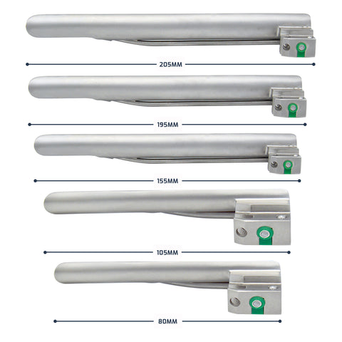 Fiber Optic Miller Laryngoscope Blades #0, 1, 2, 3, 4 with Medium Handle