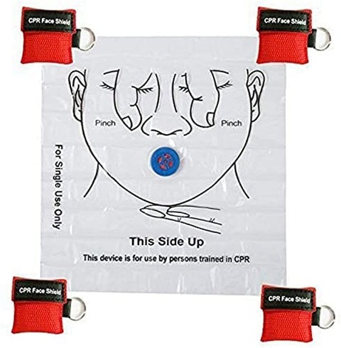 ASA Techmed 100 Pack CPR Face Shield Mask Key Chain Emergency Kit CPR Face Shields for First Aid + CPR Training - ASA TECHMED