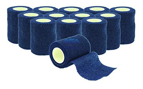 ASA TECHMED - 12 Pack, 3” x 5 Yards, Self - Adherent Cohesive Tape, Strong Sports Tape for Wrist, Ankle Sprains & Swelling, Self - Adhesive Bandage Rolls - ASA TECHMED