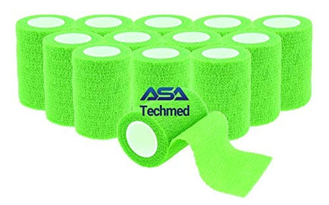 ASA TECHMED - 12 Pack, 3” x 5 Yards, Self - Adherent Cohesive Tape, Strong Sports Tape for Wrist, Ankle Sprains & Swelling, Self - Adhesive Bandage Rolls - ASA TECHMED