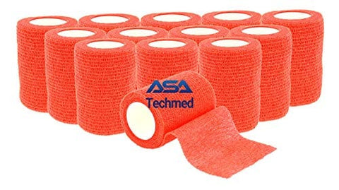 ASA TECHMED - 12 Pack, 3” x 5 Yards, Self - Adherent Cohesive Tape, Strong Sports Tape for Wrist, Ankle Sprains & Swelling, Self - Adhesive Bandage Rolls - ASA TECHMED