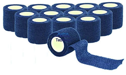 ASA TECHMED - 12 Pack, Red 2” x 5 Yards, Self - Adherent Cohesive Tape, Strong Sports Tape for Wrist, Ankle Sprains & Swelling, Self - Adhesive Bandage Rolls - ASA TECHMED