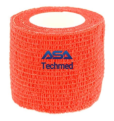 ASA TECHMED - 12 Pack, Red 2” x 5 Yards, Self - Adherent Cohesive Tape, Strong Sports Tape for Wrist, Ankle Sprains & Swelling, Self - Adhesive Bandage Rolls - ASA TECHMED