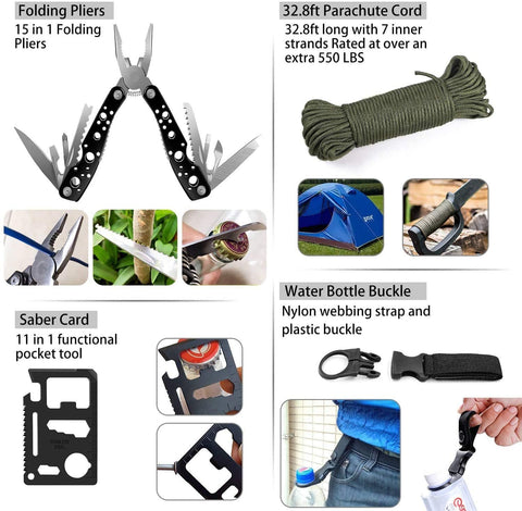 ASA Techmed 127Pcs Emergency Survival Kit Professional Survival Gear Tool First Aid Kit with Molle Pouch for Camping Adventures - ASA TECHMED
