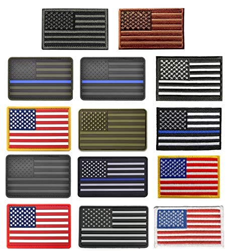 ASA TECHMED - 14 Pc Assorted USA Tactical American Flag Patch Thin Blue Line United States Military Morale Patches Set for Molle, Hats, Backpacks,Tactical Vest, Uniforms + More - ASA TECHMED