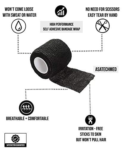 ASA TECHMED - 15yd Premium Athletic Trainer's Tape - 1.5" Black Athletic Tape Ankles New - Ideal for First Aid Kit and Sporting First Aid Kit - ASA TECHMED