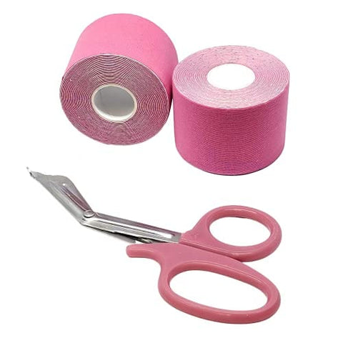 ASA Techmed 2 Rolls Kinesiology Tape with Matching Shears - Best Pain Relief Adhesive for Muscles, Shin Splints, Knee & Shoulder - ASA TECHMED