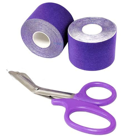 ASA Techmed 2 Rolls Kinesiology Tape with Matching Shears - Best Pain Relief Adhesive for Muscles, Shin Splints, Knee & Shoulder - ASA TECHMED