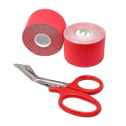 ASA Techmed 2 Rolls Kinesiology Tape with Matching Shears - Best Pain Relief Adhesive for Muscles, Shin Splints, Knee & Shoulder - ASA TECHMED