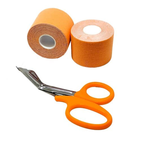 ASA Techmed 2 Rolls Kinesiology Tape with Matching Shears - Best Pain Relief Adhesive for Muscles, Shin Splints, Knee & Shoulder - ASA TECHMED