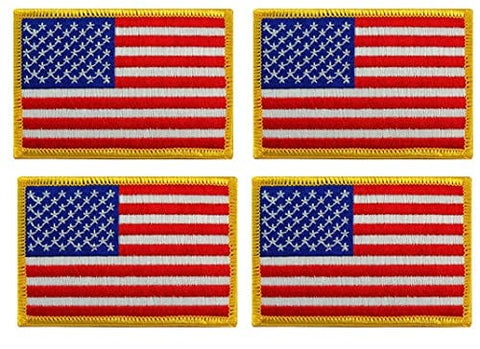 ASA Techmed 4 Pack Patriotic US USA Flag Embroidered Patch Military Iron On Sew On Tactical Morale Patch for Hats Backpacks Caps Jackets + More - ASA TECHMED