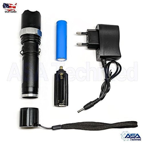 ASA Techmed 5000Lumen LED Zoom Flashlight Torch Lamp + 18650 Battery + Charger Ideal Product for Military, Hunting, Fishing, Doctors, Nurses, EMT, Paramedics and Firefighter - ASA TECHMED