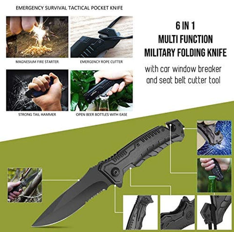 ASA Techmed Emergency Survival Kit 50 Pc Survival Gear Tactical IFAK First Aid Kit for Camping Adventures SOS Emergency Flashlight Pen Paracord Bracelet Fishing Kit Compass with Molle Pouch - ASA TECHMED