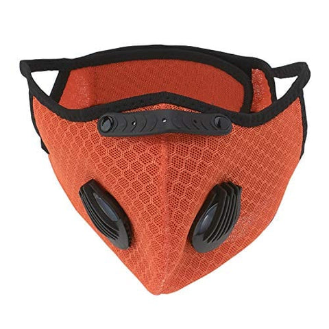 ASA Techmed Orange Sports Reusable Dual Air Breathing Valve Mask Cycling Mask Face Cover with Activated Carbon Filter - ASA TECHMED