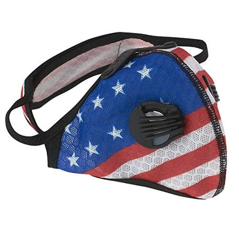 ASA Techmed Patriotic Reusable Dual Air Breathing Valve Face Mask Cover with Activated Carbon Filter - ASA TECHMED