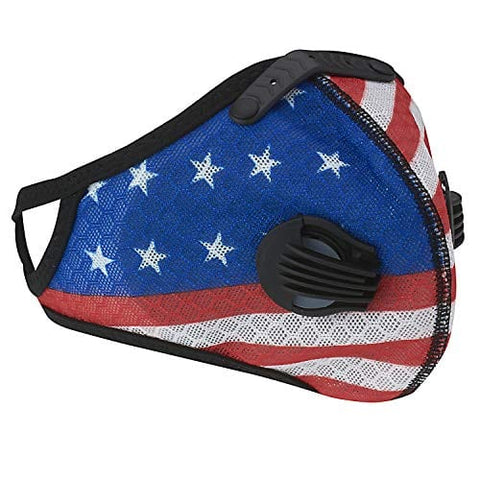 ASA Techmed Patriotic Reusable Dual Air Breathing Valve Face Mask Cover with Activated Carbon Filter - ASA TECHMED