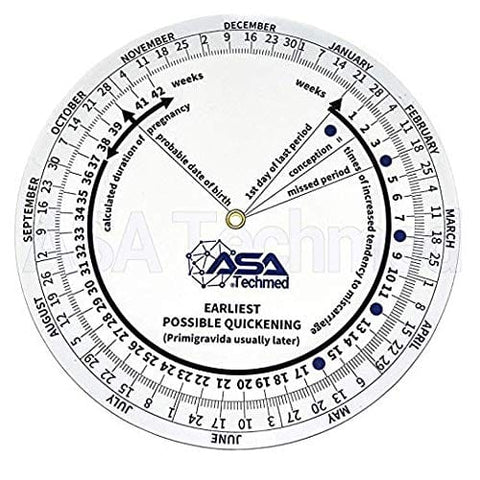 ASA Techmed Pregnancy Wheel Due Date Calculator Obstetric Wheel, Nurses, Midwifery, Pregnancy Test - ASA TECHMED