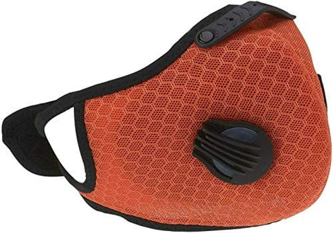 ASA Techmed Reusable Gym/Sports Face mask Dust Mask With FIlter and Dual Valve For easy breathing Adjustable for Running, Cycling and outdoor activities. (Activated Charcoal Filter) (Orange) - ASA TECHMED