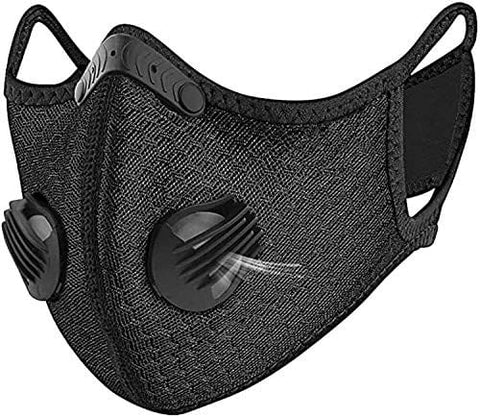 ASA Techmed Reusable Gym/Sports Face mask Dust Mask With FIlter and Dual Valve For easy breathing Adjustable for Running, Cycling and outdoor activities. (Activated Charcoal Filter) (Tactical Black) - ASA TECHMED