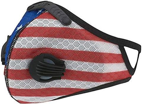 ASA Techmed Reusable Gym/Sports Face mask Dust Mask With FIlter and Dual Valve For easy breathing Adjustable for Running, Cycling and outdoor activities. (Activated Charcoal Filter) (US Flag Mask) - ASA TECHMED