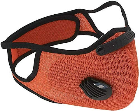 ASA Techmed Reusable Gym/Sports Face mask Dust Mask With FIlter and Dual Valve For easy breathing Adjustable for Running, Cycling and outdoor activities. (Activated Charcoal Filter) (Orange) - ASA TECHMED
