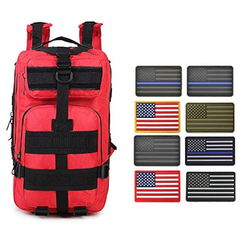 ASA Techmed Rucksack Military Tactical Molle Bag Backpack Waterproof Pouch + 8 U.S. Flag Patches for Outdoors, Hiking, Travel - ASA TECHMED